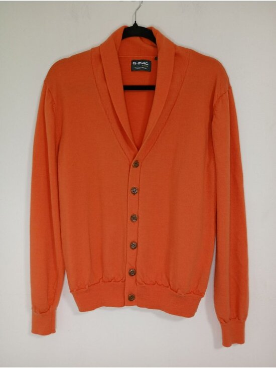 G-Mac Other - G-Mac By Kartel Cardigan Orange 100% Merino Wool Button-Up Sweater Size M